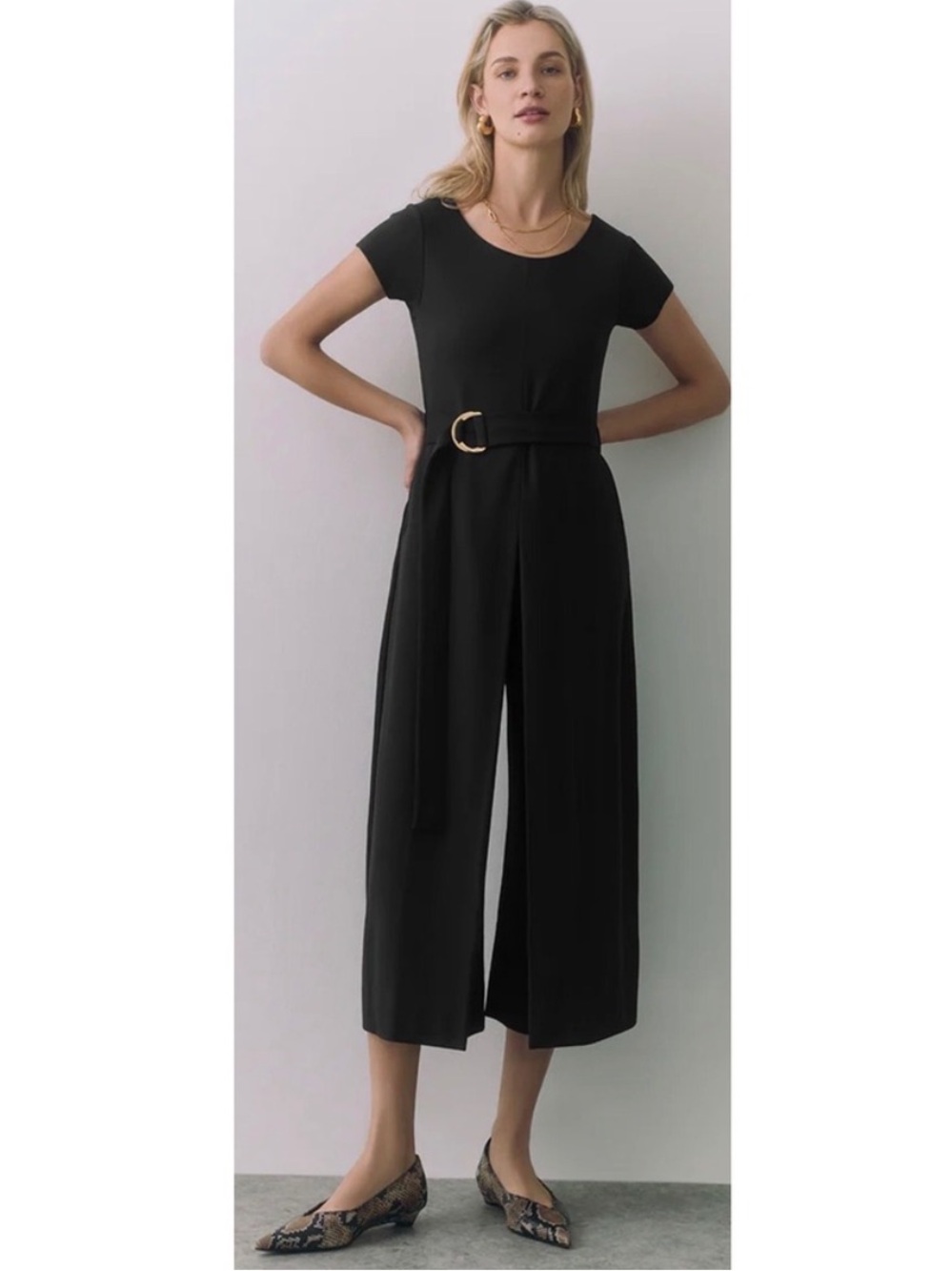 Cuyana Ponte Pleated Jumpsuit – Black – Medium – NWT